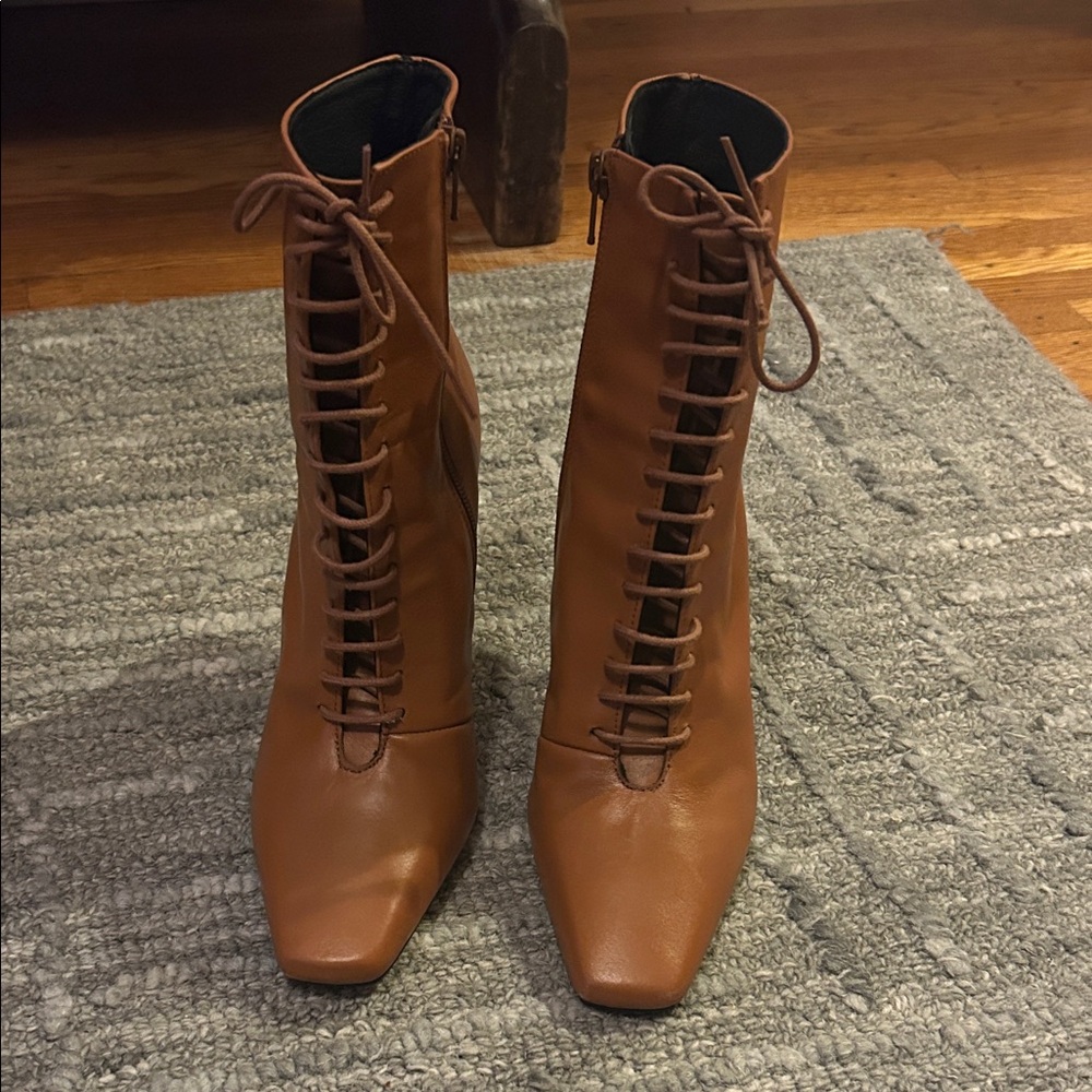 Brown Lace-Up Ankle Boots